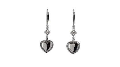 Tokai Dangling Hearts Intense Imperial Green Burmese A-Jade French Hook Earrings (with 18K White Gold and White Diamonds) - Certified