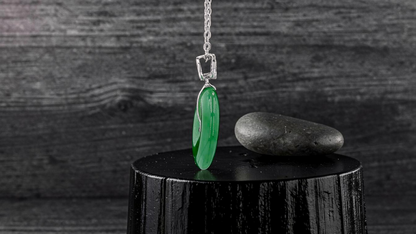 Omuta Round Burmese A-Jadeite 17.30 mm Donut Charm Pendant (with 18K White Gold and White Diamonds) - Certified
