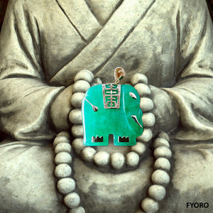 Shanghainese Jade Elephant Pendant (with 14K Gold)