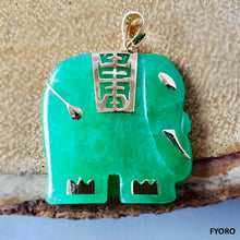 Load image into Gallery viewer, Shanghainese Jade Elephant Pendant (with 14K Gold)