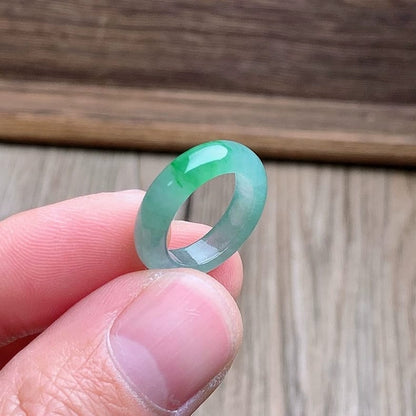 Master's Burmese Icy Green A-Jadeite Infinity Band Ring Size US 4 - 09024 - Certified