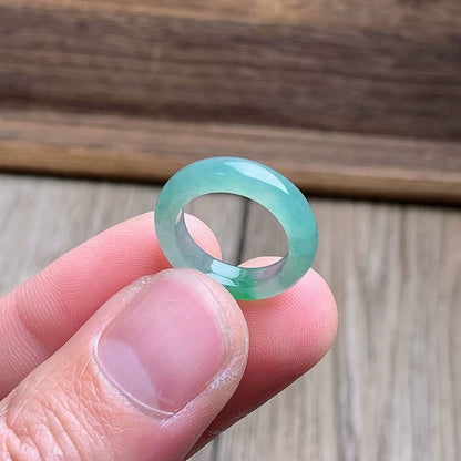 Master's Burmese Icy Green A-Jadeite Infinity Band Ring Size US 4 - 09024 - Certified