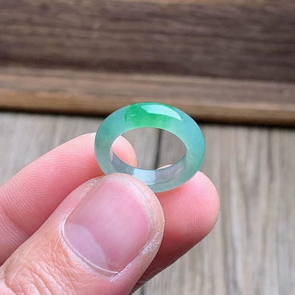 Master's Burmese Icy Green A-Jadeite Infinity Band Ring Size US 4 - 09024 - Certified
