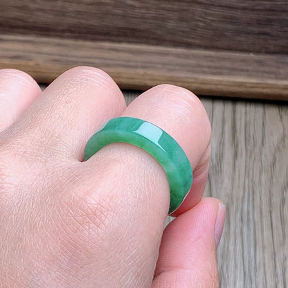 Master's Burmese Green A-Jadeite Infinity Band Ring Size US 9 - 09026 - Certified