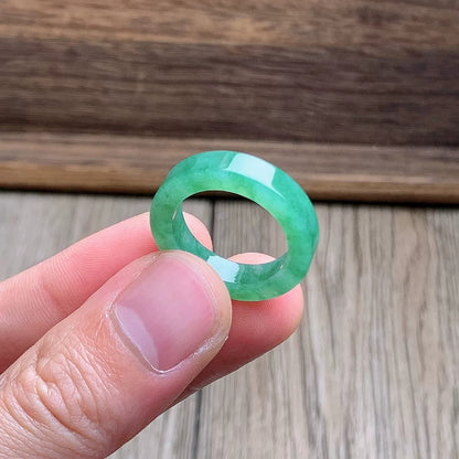 Master's Burmese Green A-Jadeite Infinity Band Ring Size US 9 - 09026 - Certified
