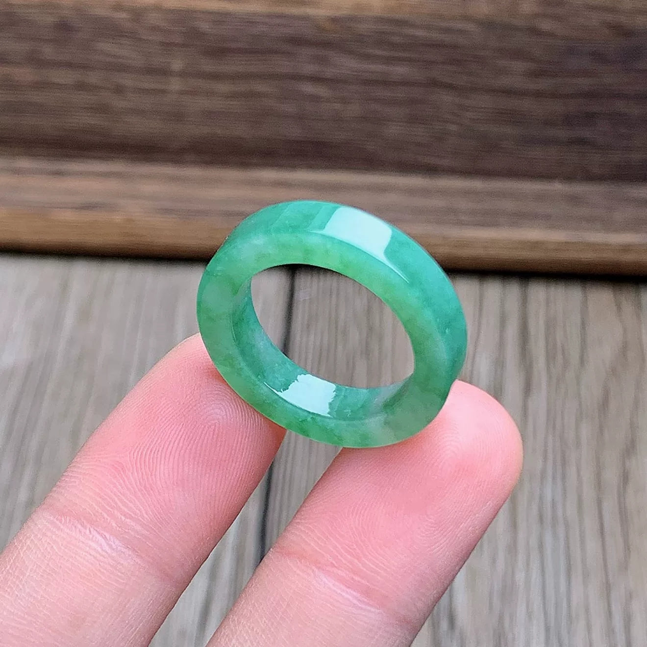 Master's Burmese Green A-Jadeite Infinity Band Ring Size US 9 - 09026 - Certified