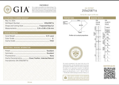 GIA Certified 0.61 cts. Natural G VVS2 Trapezoid Diamond Matched Pair Loose Stones Jewelry Set JS009
