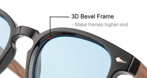 FYORO Ryu Sunglasses (UV400 Polarized Blue tinted Lens, Glossy Black Frames, Walnut Temple)