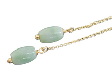 Load image into Gallery viewer, Dangling Cylindric Spring Burmese Jade Earrings (with 14K Gold)