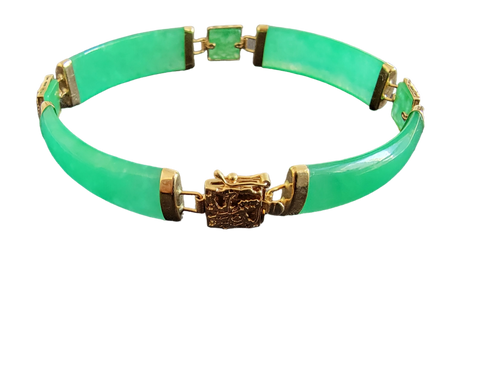 Quartet Link Jade Dragon Bracelet (with 14K Gold)