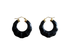 Load image into Gallery viewer, Shou Tai Onyx Hoop Earrings (with 14K Gold)