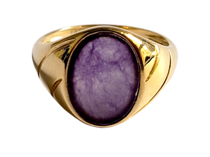 Fyie Signet Purple Jade Ring (with 14K Gold)