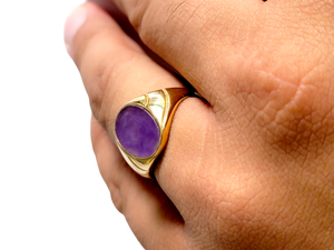 Fyie Signet Purple Jade Ring (with 14K Gold)