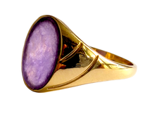 Load image into Gallery viewer, Fyie Signet Purple Jade Ring (with 14K Gold)