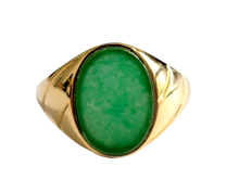 Load image into Gallery viewer, Fyie Signet Jade Ring (with 14K Gold)