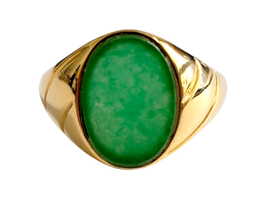 Fyie Signet Jade Ring (with 14K Gold)