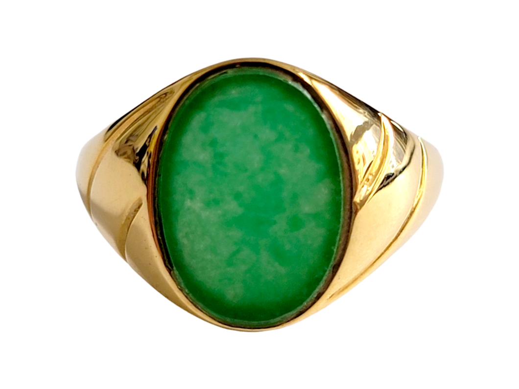 Fyie Signet Jade Ring (with 14K Gold)