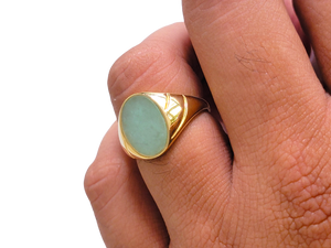 Fyie Signet Spring Jade Ring (with 14K Gold)