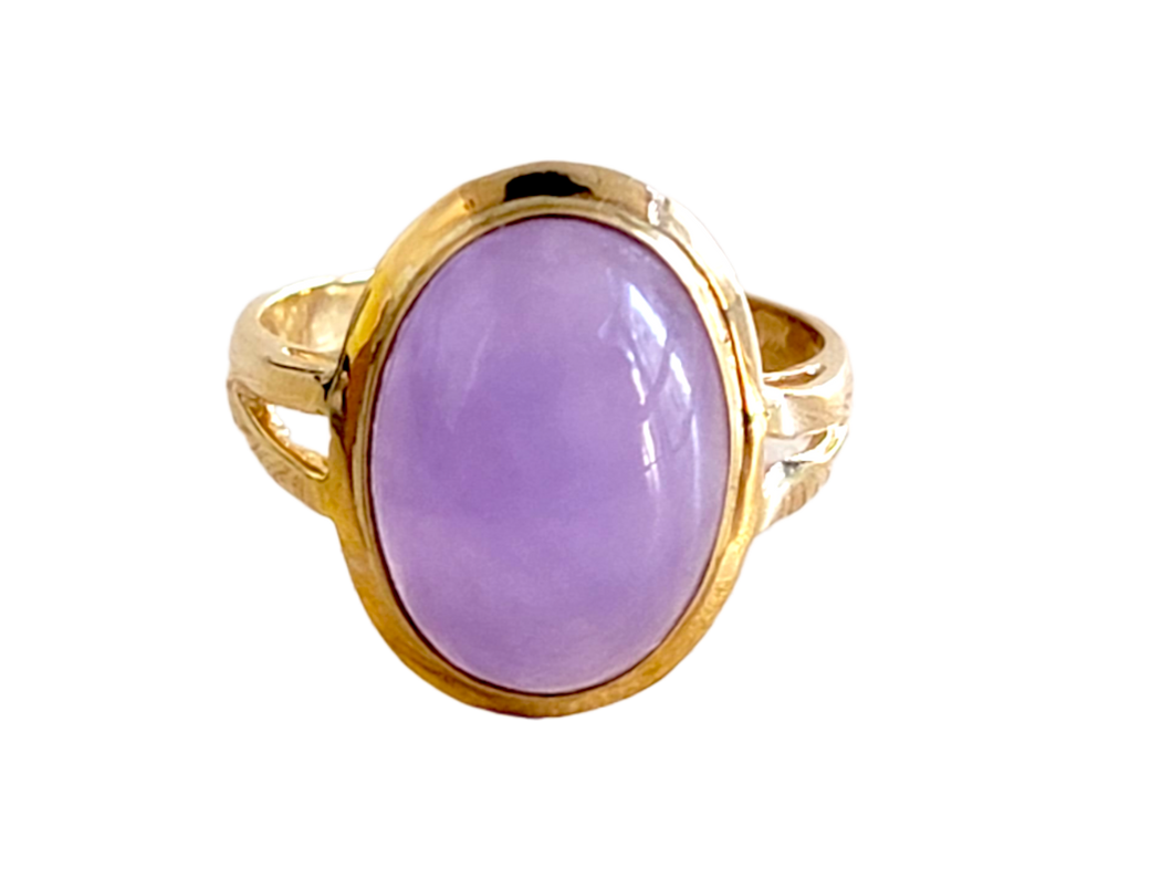 Q ng Purple Jade Ring with 14K Gold FYORO