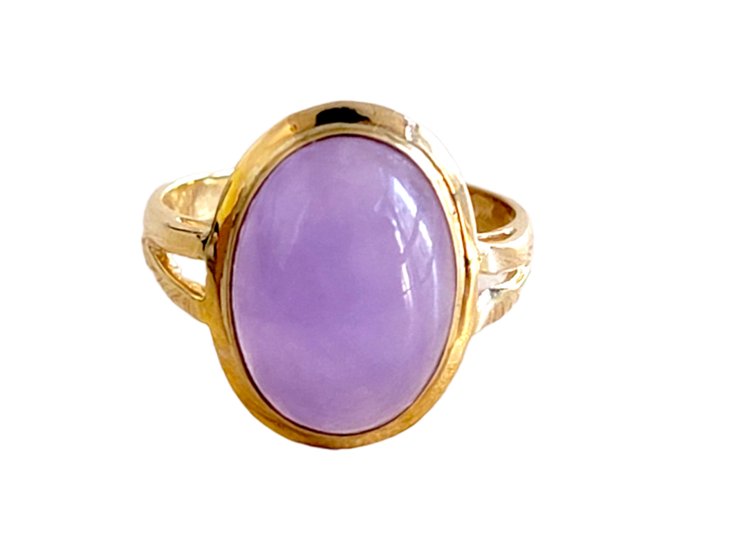 Qīng Purple Jade Ring (with 14K Gold)
