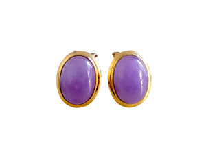 清紫翡翠耳環（鑲14K金）