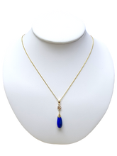 Load image into Gallery viewer, Fu Fuku Lapis Long Drop Pendant (with 14K Gold)