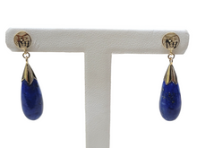 Load image into Gallery viewer, Fu Fuku Lapis Long Drop Earrings (with 14K Gold)