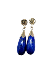Load image into Gallery viewer, Fu Fuku Lapis Long Drop Earrings (with 14K Gold)