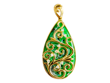 Load image into Gallery viewer, Gardens of Babylon Earrings and Pendant Set Certified (with Hand Carved Burmese A-Jadeite, 18K Yellow Gold, and White Diamonds)