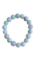Load image into Gallery viewer, Imperial Green and Lavender Burmese Jade Beaded Bracelet (10mm Each x 18 beads)