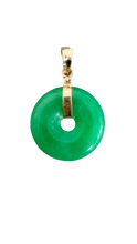 Load image into Gallery viewer, Jade Disc Pendant (with 14K Gold)