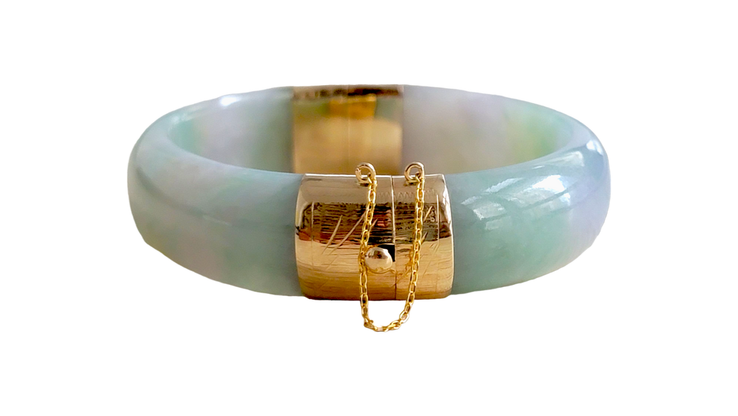 Viceroy's Elliptical Burmese Jade Bangle Bracelet (with 14K Gold)