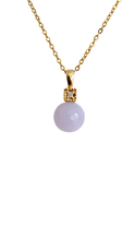 將圖片載入到圖庫檢視器中， Kyoto Burmese Lavender Jade Bulb Pendant with 14K Yellow Gold and White Round Diamonds