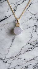 Load image into Gallery viewer, Kyoto Burmese Lavender Jade Bulb Pendant with 14K Yellow Gold and White Round Diamonds