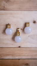 Load image into Gallery viewer, Kyoto Burmese Lavender Jade Bulb Earrings and Pendant Set with 14K Yellow Gold and White Round Diamonds