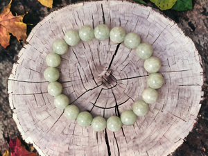 Imperial Green Burmese Jade Beaded Bracelet (10mm Each x 18 beads)
