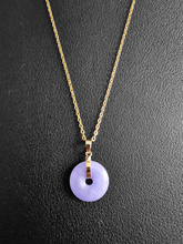 Load image into Gallery viewer, Purple Jade Disc Pendant (with 14K Gold)