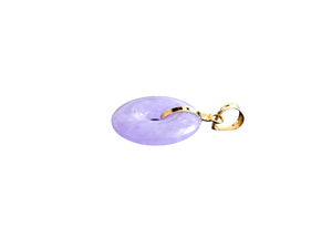 Purple Jade Disc Pendant (with 14K Gold)