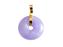 画像をギャラリービューアに読み込む, Purple Jade Disc Pendant (with 14K Gold)