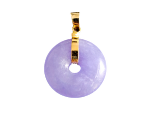 Purple Jade Disc Pendant (with 14K Gold)