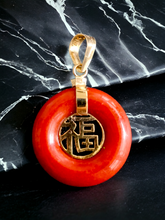Load image into Gallery viewer, Lantau Zhong Hong Jade Fu Fuku Fortune Pendant (with 14K Gold)