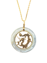 Load image into Gallery viewer, Tai Lantau White MOP Dragon Pendant (with 14K Gold)