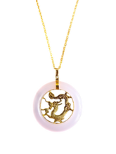 將圖片載入到圖庫檢視器中， Tai Lantau Winter Pink Jade Dragon Pendant (with 14K Gold)