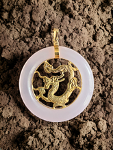 Load image into Gallery viewer, Tai Lantau Winter Pink Jade Dragon Pendant (with 14K Gold)
