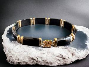 Fu Fuku Fortune Yat-Gao Onyx Bracelet (with 14K Gold)