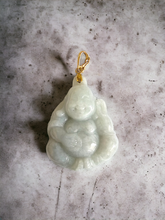Load image into Gallery viewer, Oriental Selfless Laughing Buddha Burmese Jade Pendant (with 14K Gold)
