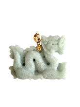Load image into Gallery viewer, Pinnacle Dragon Burmese Jade Pendant (with 14K Gold)