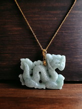Load image into Gallery viewer, Pinnacle Dragon Burmese Jade Pendant (with 14K Gold)