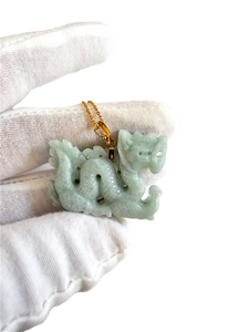 Pinnacle Dragon Burmese Jade Pendant (with 14K Gold)