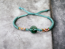 Load image into Gallery viewer, Woven Thread Burmese A-Jadeite Donut Bracelet